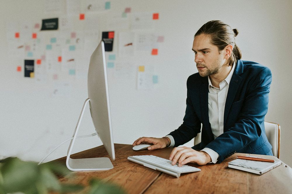 Entrepreneur using a computer at work 