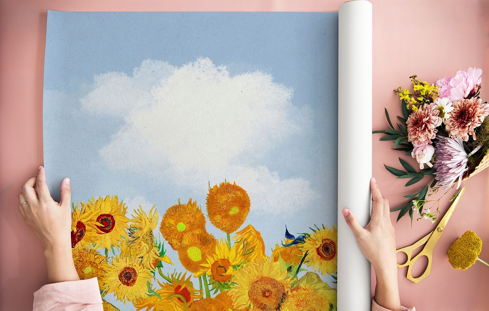 Van Gogh's sunflowers paper roll poster