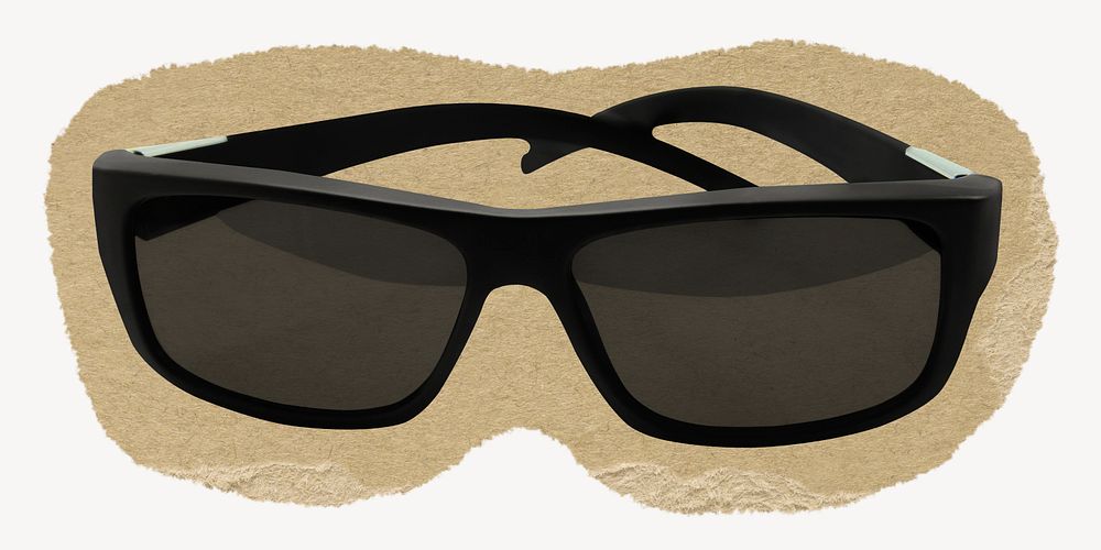 Sunglasses collage element, torn paper design 