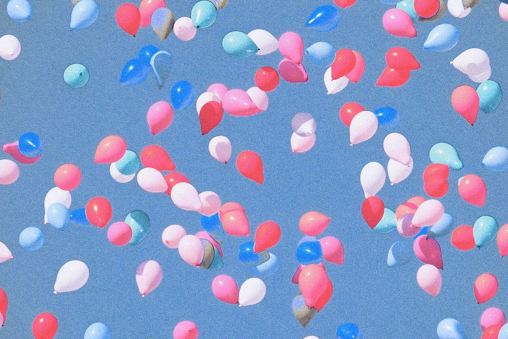 Floating pink balloons background, aesthetic photo