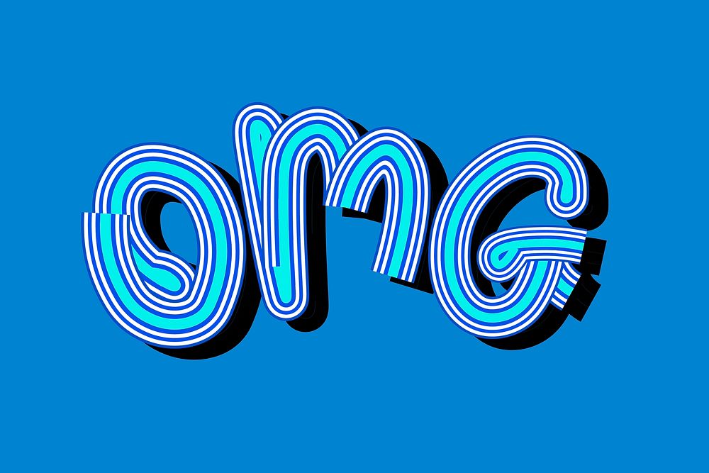 Retro OMG vector blue typography wallpaper