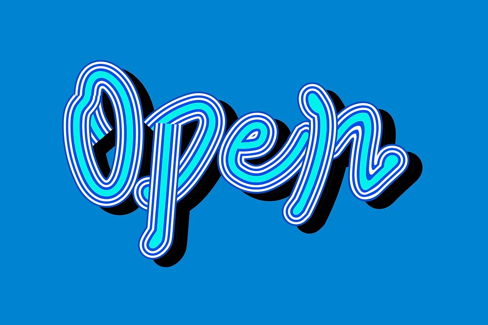 Vector blue Open funky vintage typography