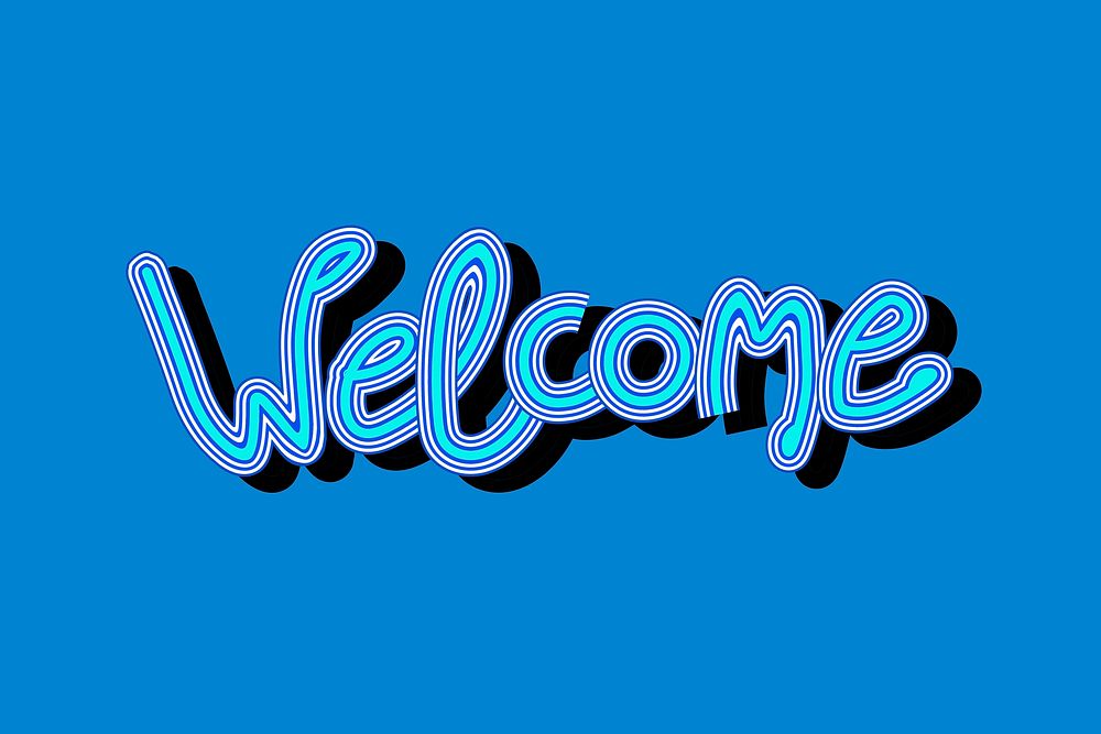 Welcome word calligraphy blue vector wallpaper funky