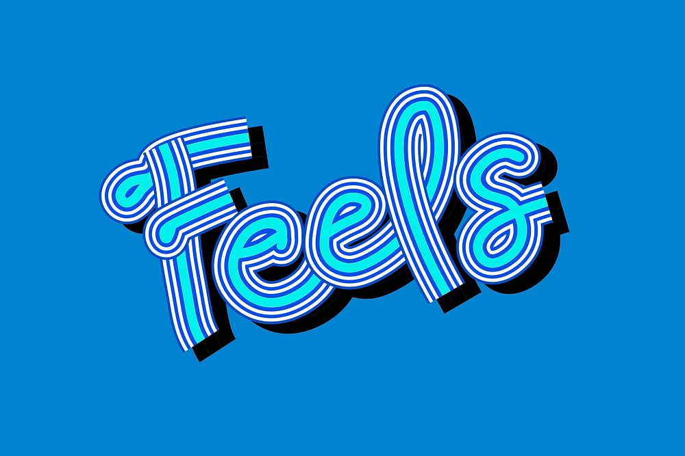 Vector blue Feels funky vintage typography