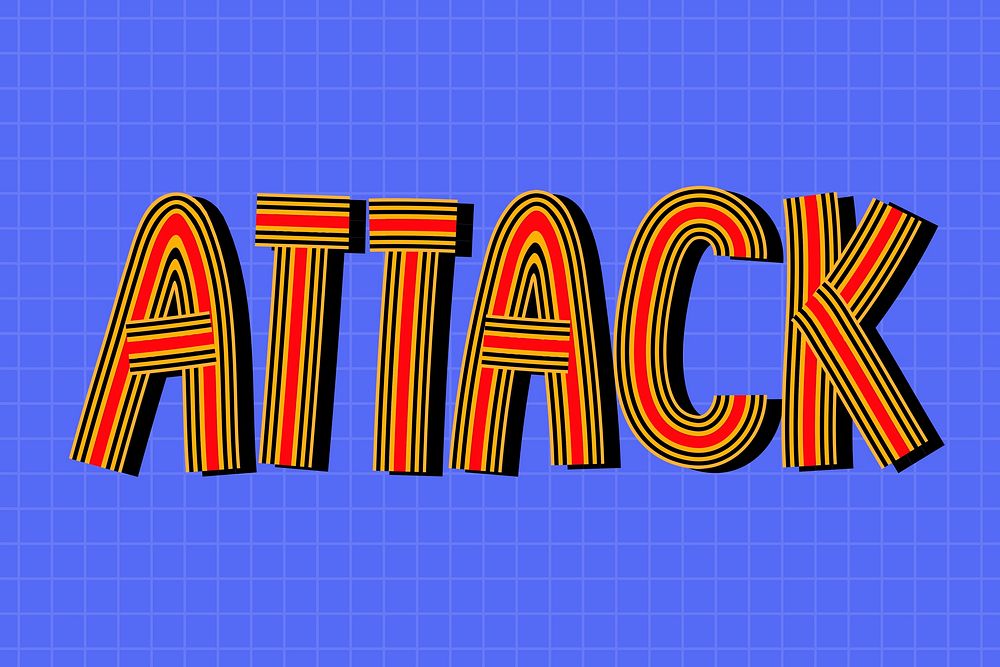 Attack text psd retro lettering concentric effect doodle font typography