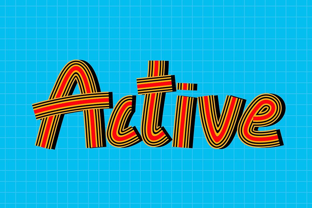 Active text psd lettering retro style line font typography