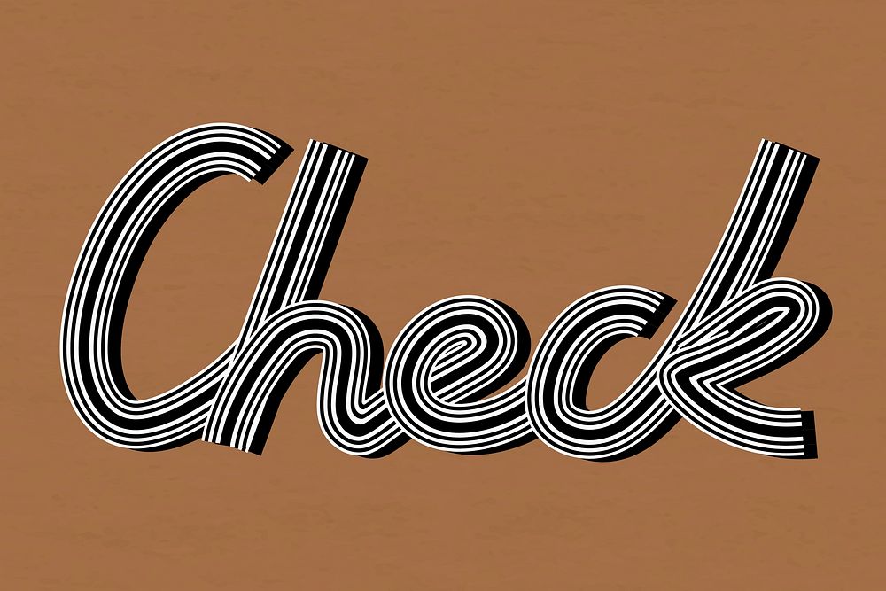 Retro check lettering vector concentric effect font calligraphy