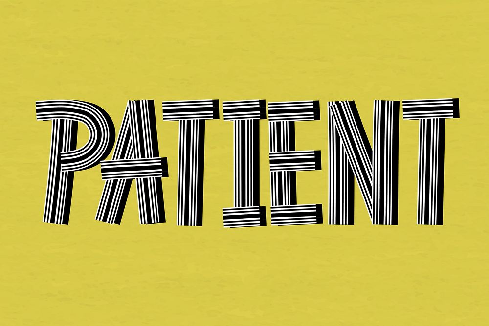 Retro vector patient health word multi line font typography