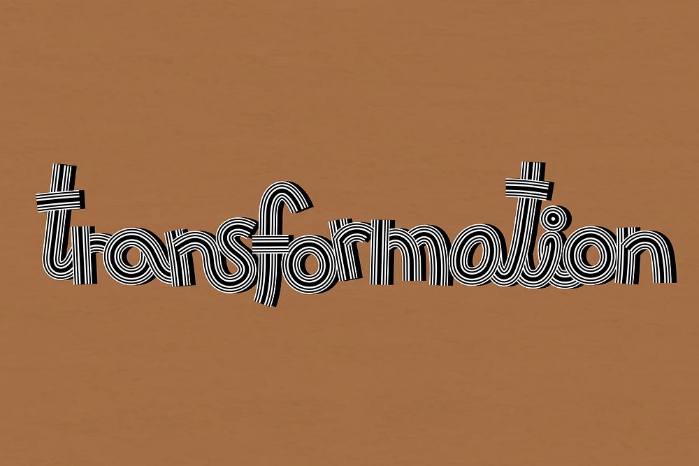 Retro transformation psd health word multi line font typography