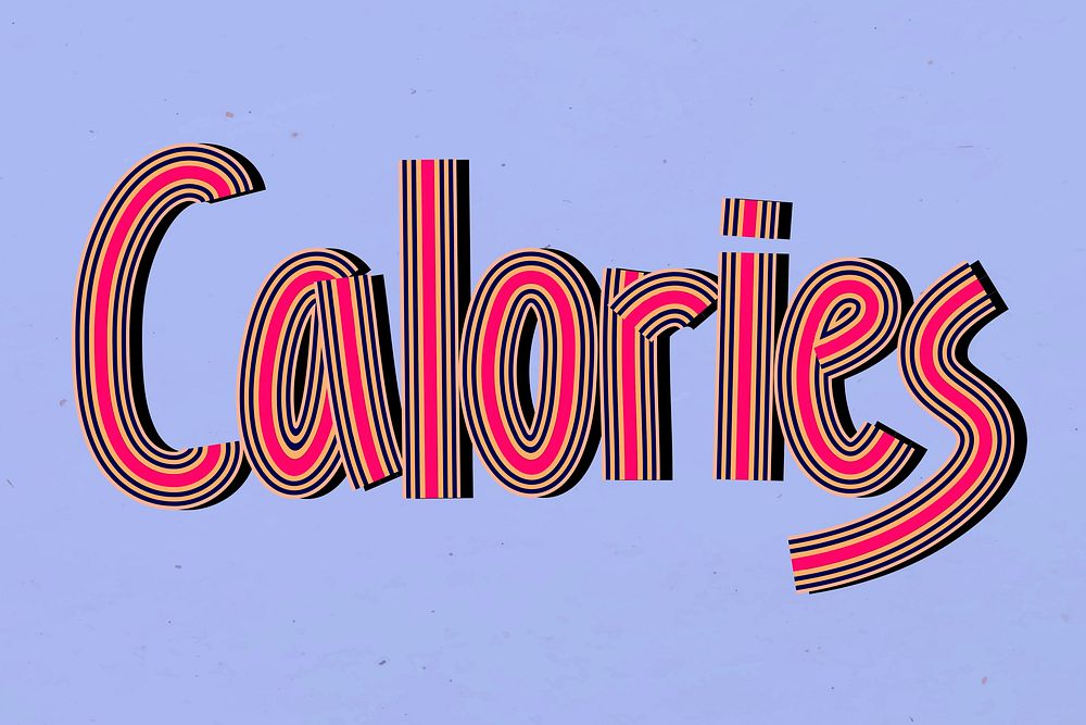 Calories psd word hand drawn concentric font doodling typography