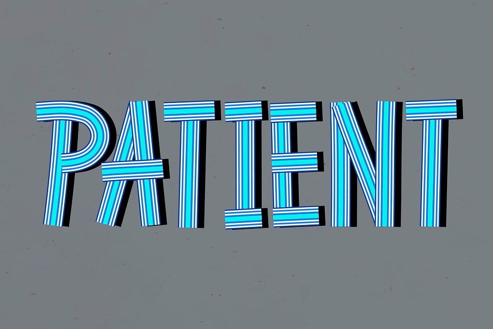 Patient text vector health word concentric font calligraphy hand drawn