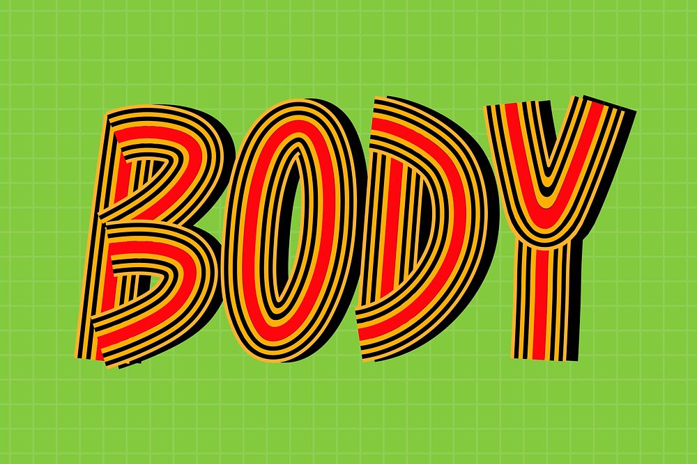 Body psd line font retro typography lettering hand drawn