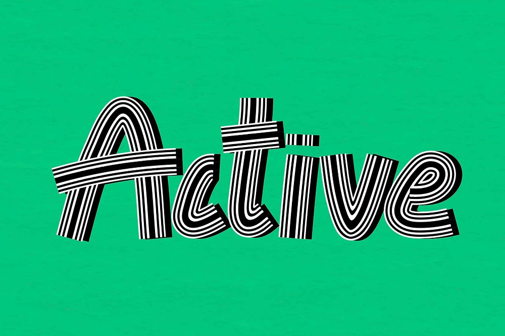 Active word psd health word concentric font typography hand drawn