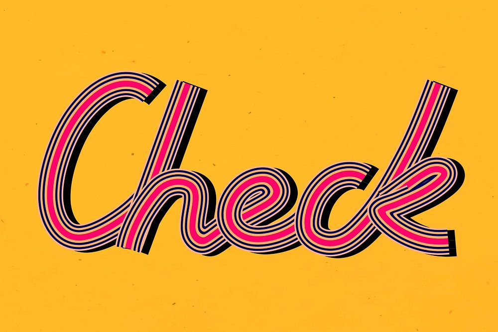 Retro check word psd lettering line font typography 