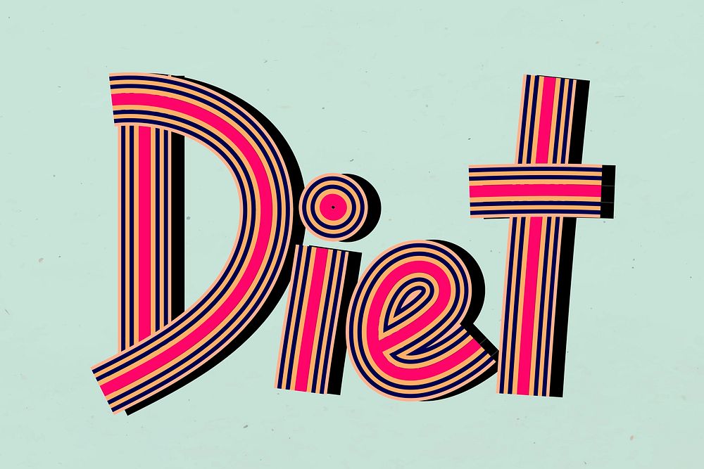 Retro psd diet word concentric font typography