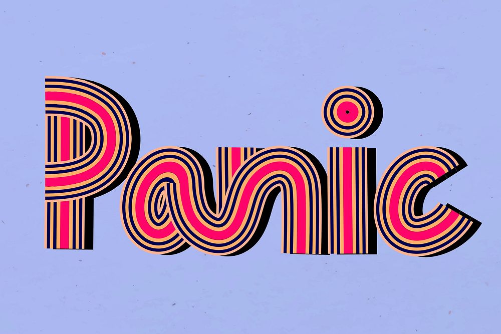 Retro psd panic word concentric font typography