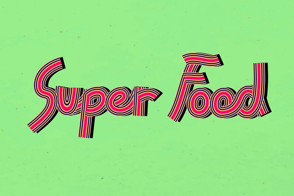 Super food text vector lettering retro style line font calligraphy