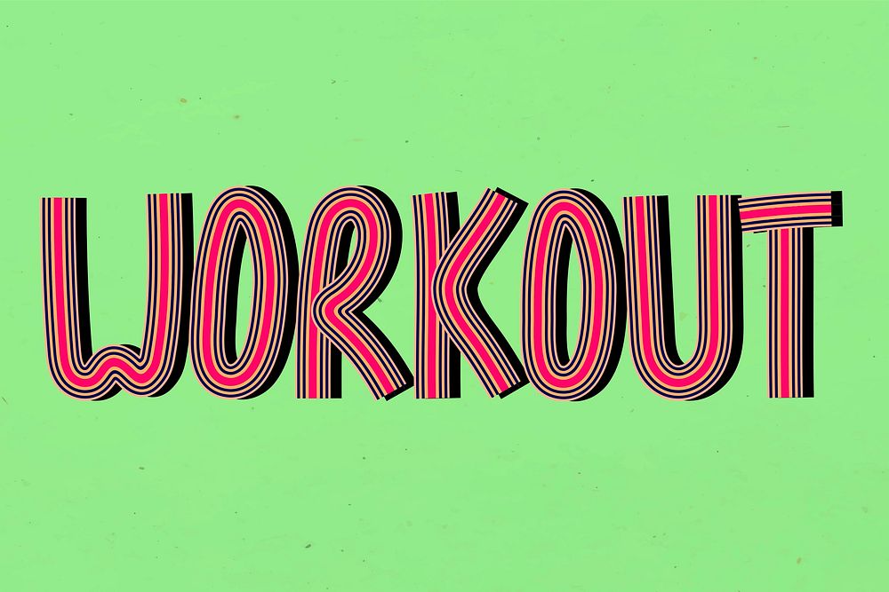 Retro psd workout word concentric font typography