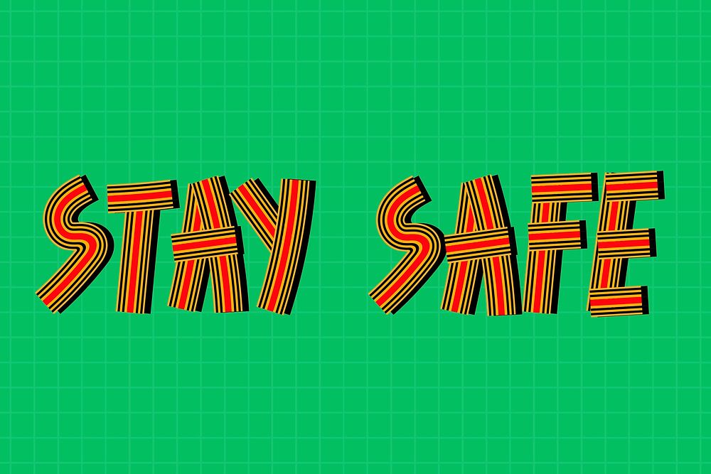 Health word stay safe psd concentric font typography