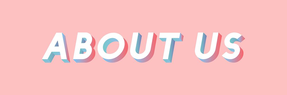 Isometric word About us typography on a millennial pink background vector