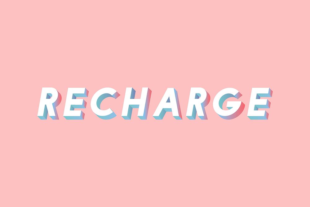 Recharge lettering vector typography gradient isometric font