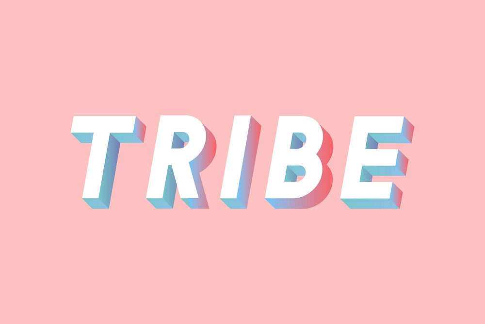 Isometric tribe text vector italic font typography