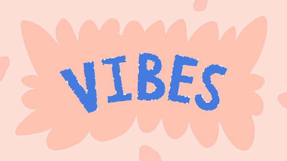 Blue vibes doodle typography on a pink background vector