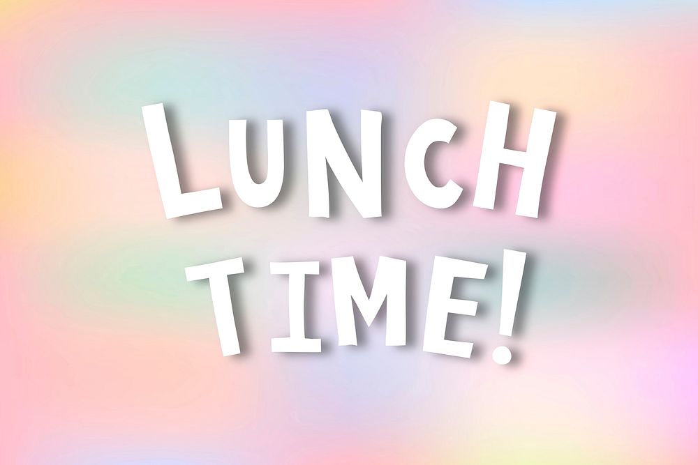 White lunch time! doodle typography on a pastel background vector