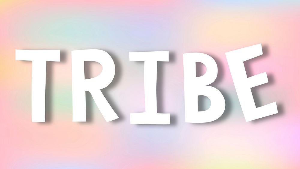 Tribe doodle typography on a pastel background vector