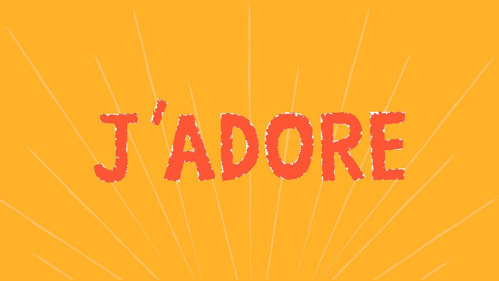 J&rsquo;adore doodle typography on a yellow background vector