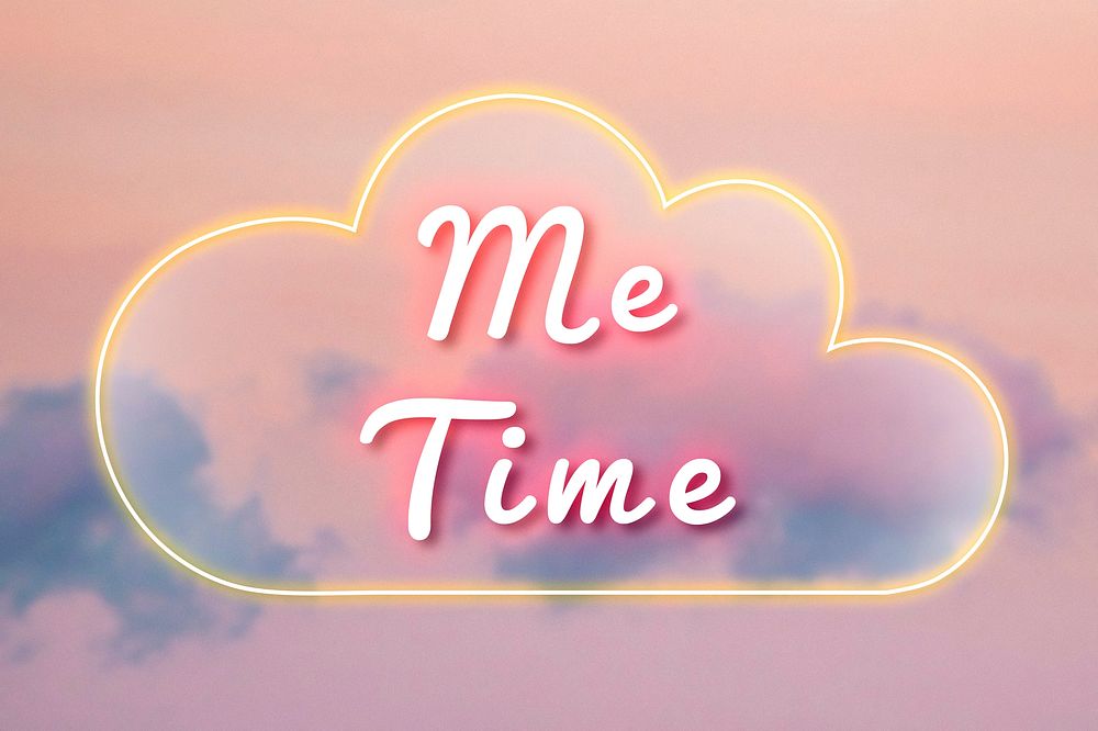Me time pink neon light typography