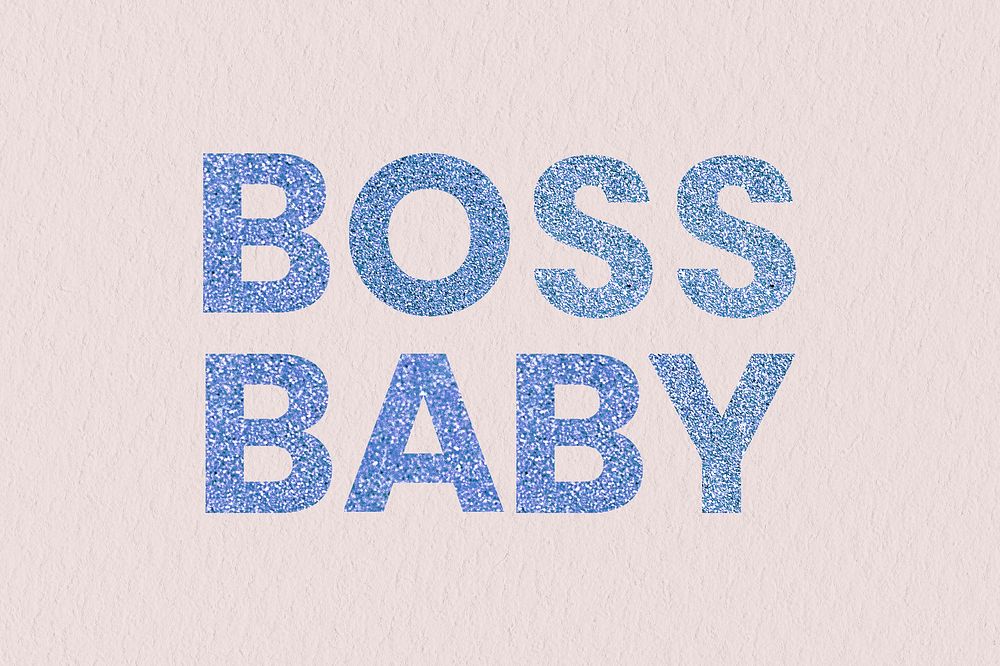 Glittery Boss Baby blue typography with nude wallpaper color