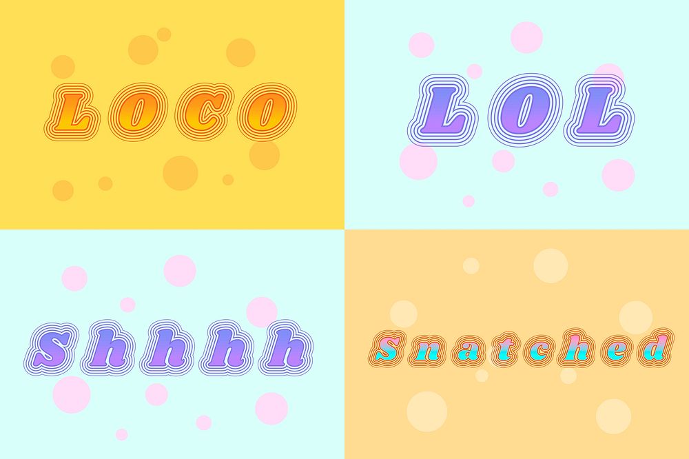 Vivid expressions funky gradient typography set