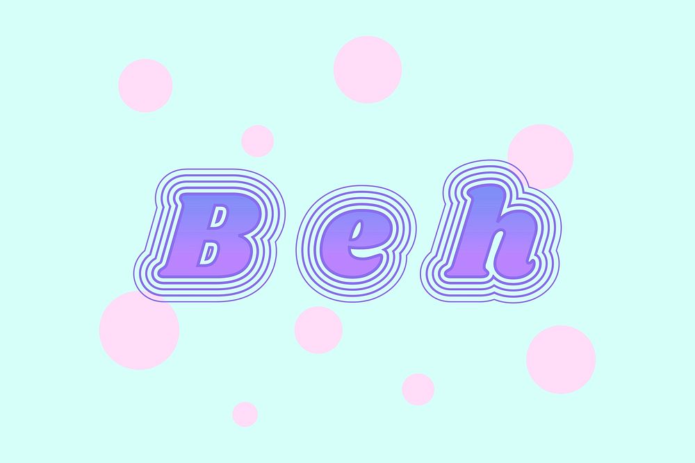 Beh retro font typography vector