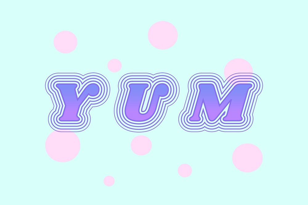 Colorful yum funky psd typography