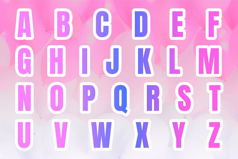 Vector alphabet gradient letter set