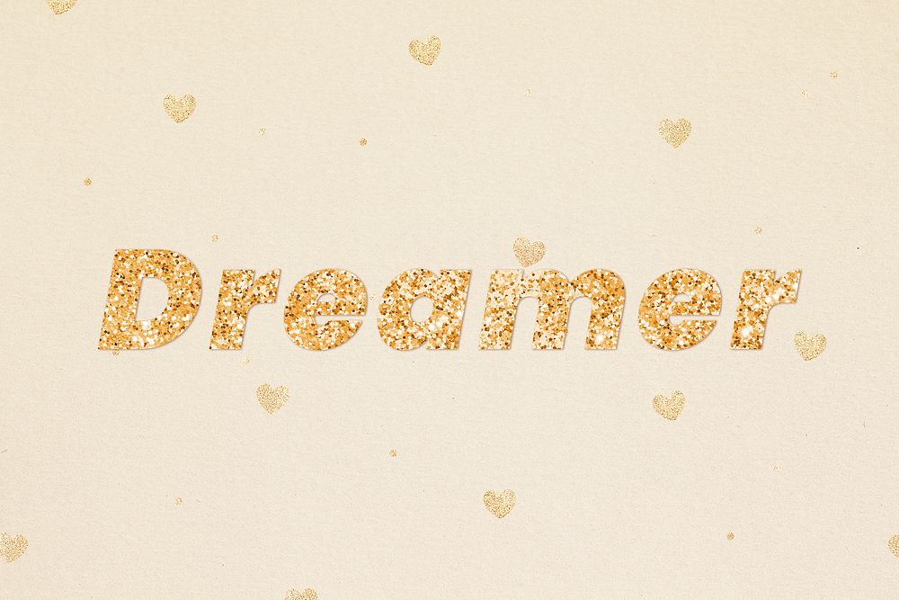 Gold dreamer glitter word font