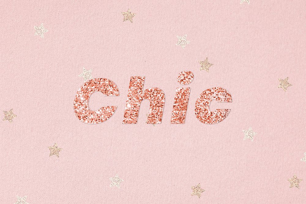 Glittery chic typography on star patterned background