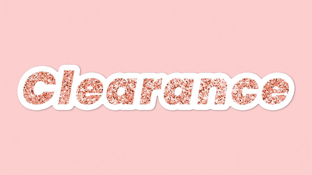 Glittery clearance typography on pink background
