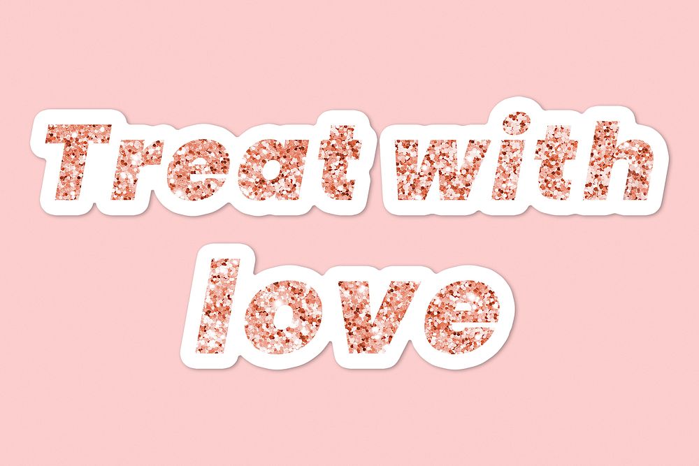 Glittery treat with love typography on pink background