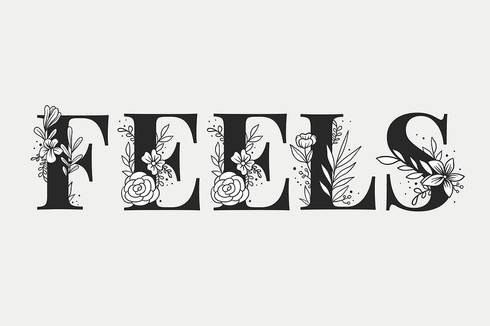 Feels feminine lettering vector and typography text