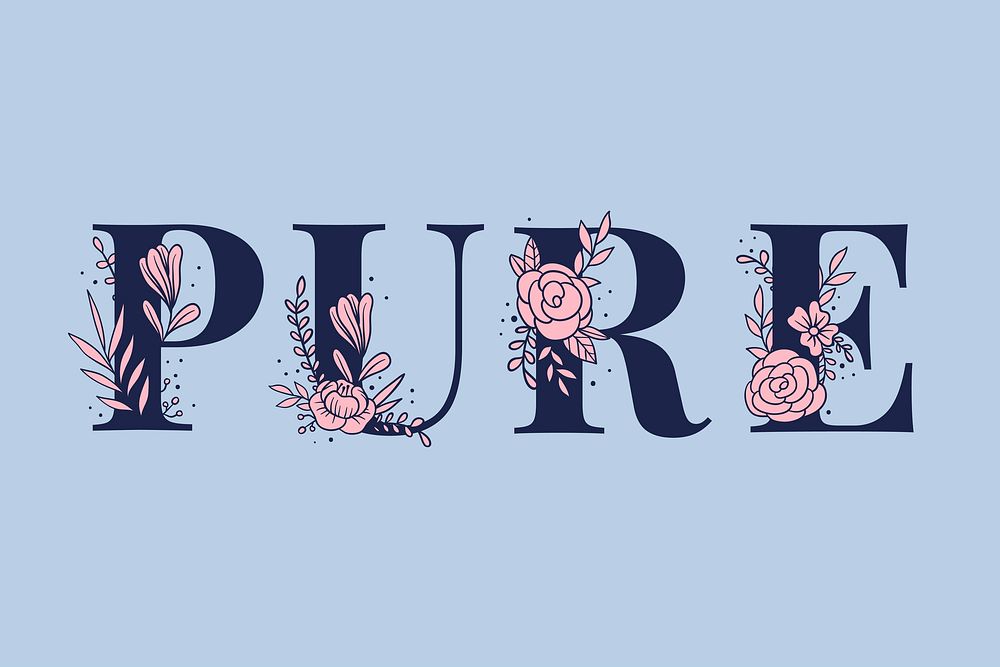 Girly Pure word vector feminine typography font lettering