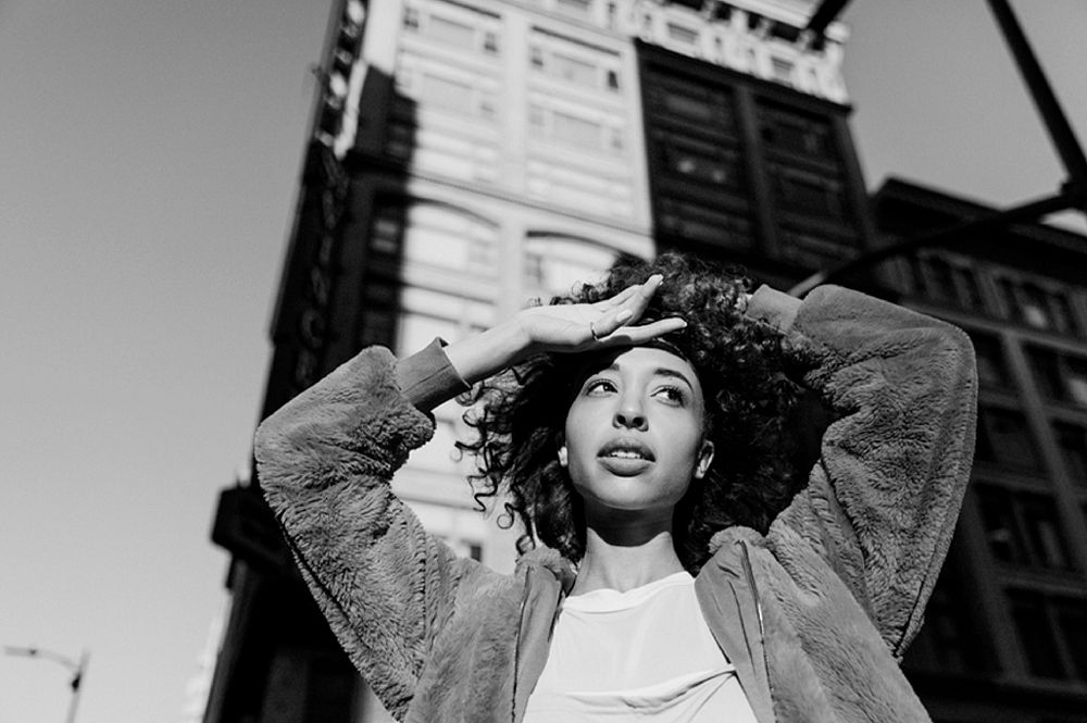 African American woman, black and white photo