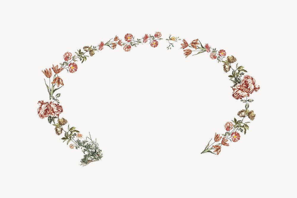 Floral border collage element, botanical aesthetic design vector