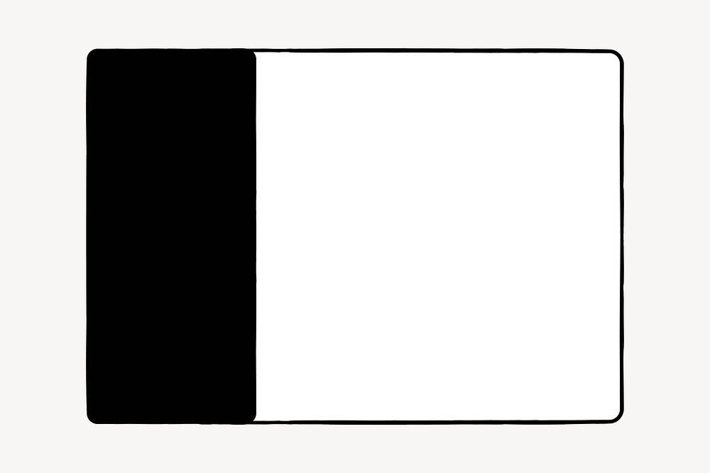 Text box png frame sticker, black & white, transparent background