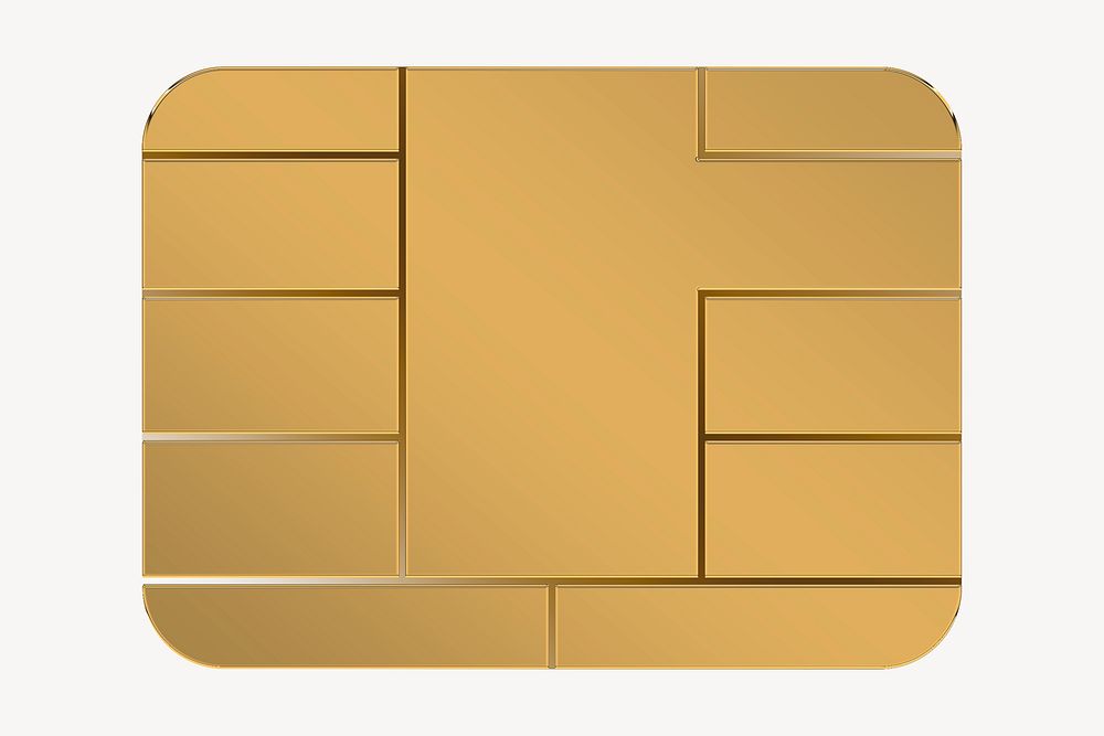 Gold credit card chip design element psd