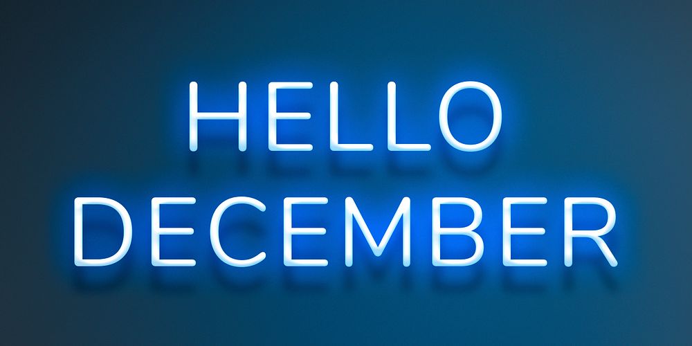 Glowing Hello December blue typography