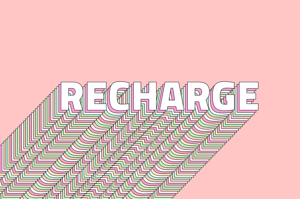 Recharge layered typography retro word