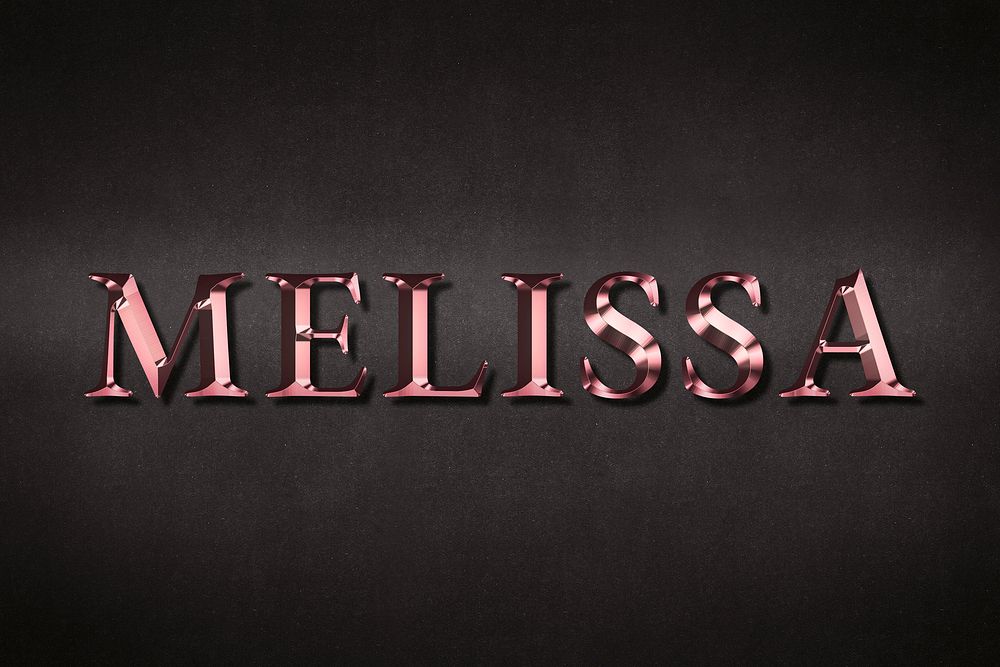 Melissa typography in metallic rose gold design element