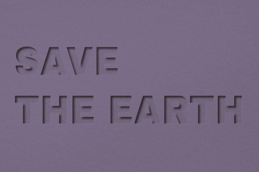 Save the earth word bold paper cut font typography